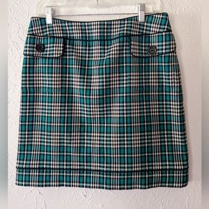 Harold's Size 8 Teal Plaid Mini Skirt with Front Pockets